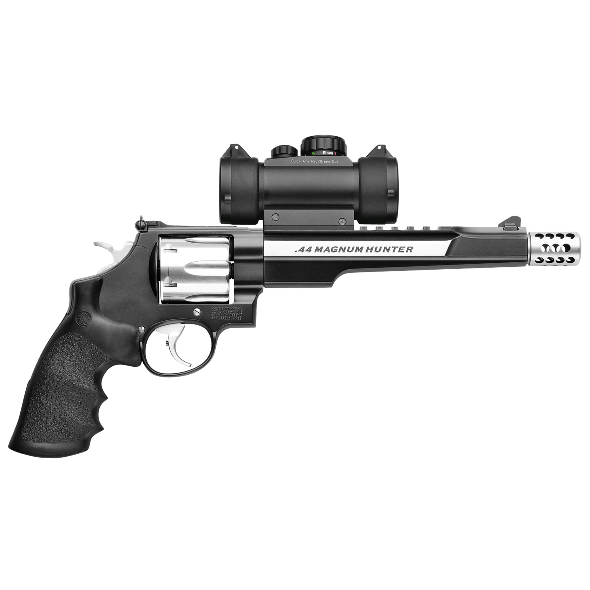 SMITH & WESSON 629 Hunter 44 Rem Mag 7.5" 6rd Revolver w/ Red/Green Dot Optic - Black / Stainless