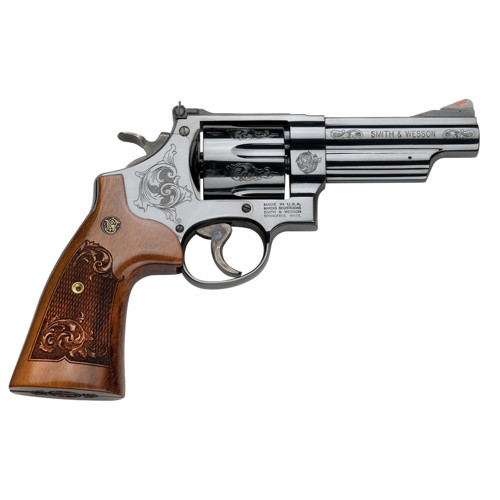 SMITH  WESSON Model 29 44 Rem Mag 4 6rd Revolver  Engraved Blue  Wood