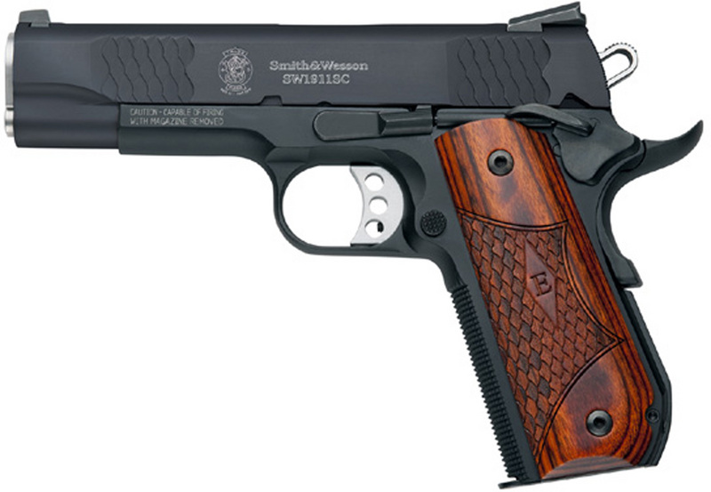 SMITH & WESSON SW1911SC 45ACP 4.25" 8rd Pistol w/ Night Sights - Black / Wood Laminate Grips