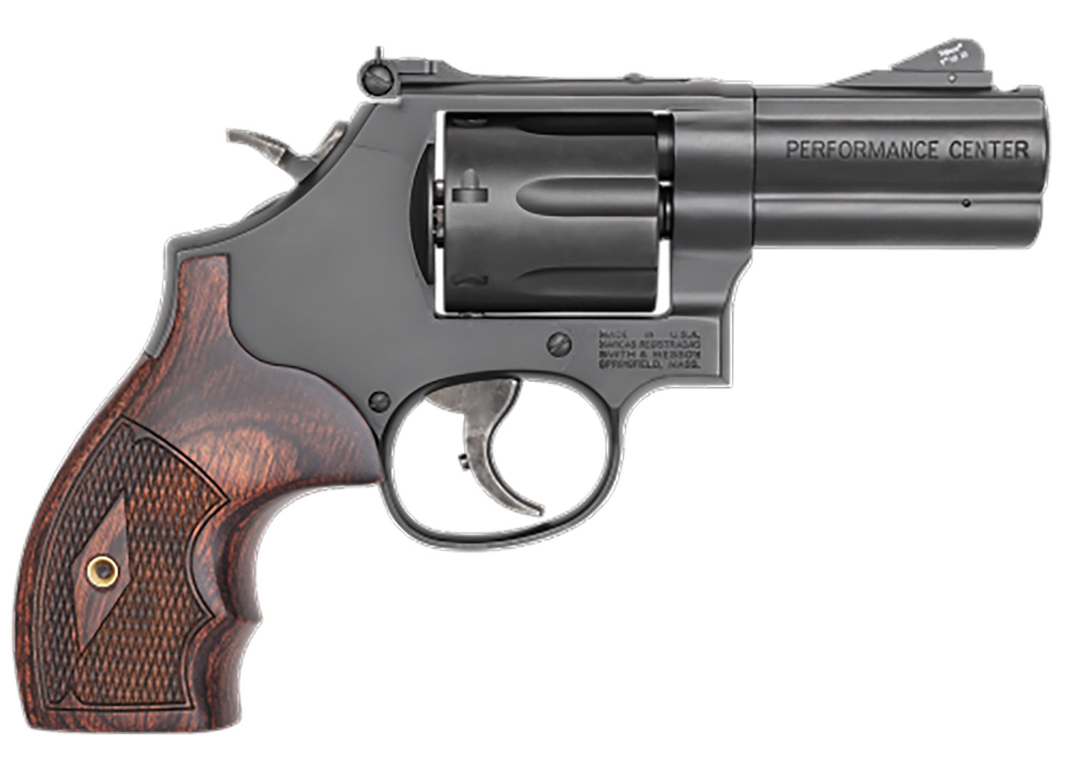 SMITH & WESSON 586 L-COMP 357 Mag 3" 7rd Revolver - Black | Rosewood Grips