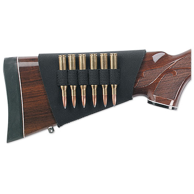 Uncle Mike's UNCLE MIKE'S Buttstock Shell Holder Neoprene Black Rifle 6 Loops