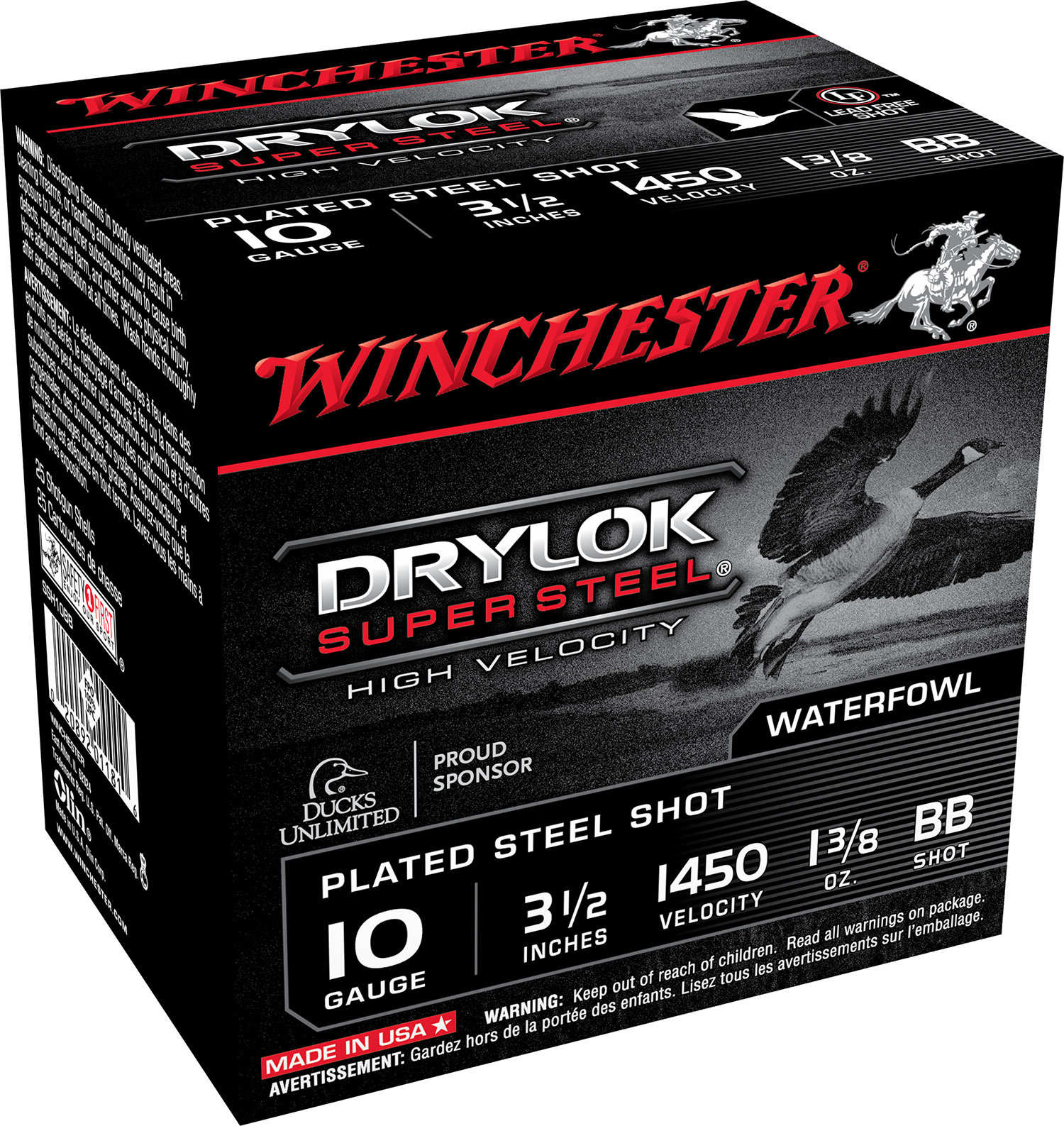Winchester Repeating Arms Winchester Ammo SSH10BB Drylock Super Steel High Velocity 10 Gauge 3.5 1 38 Oz Bb Shot 25 Bx 10 Cs