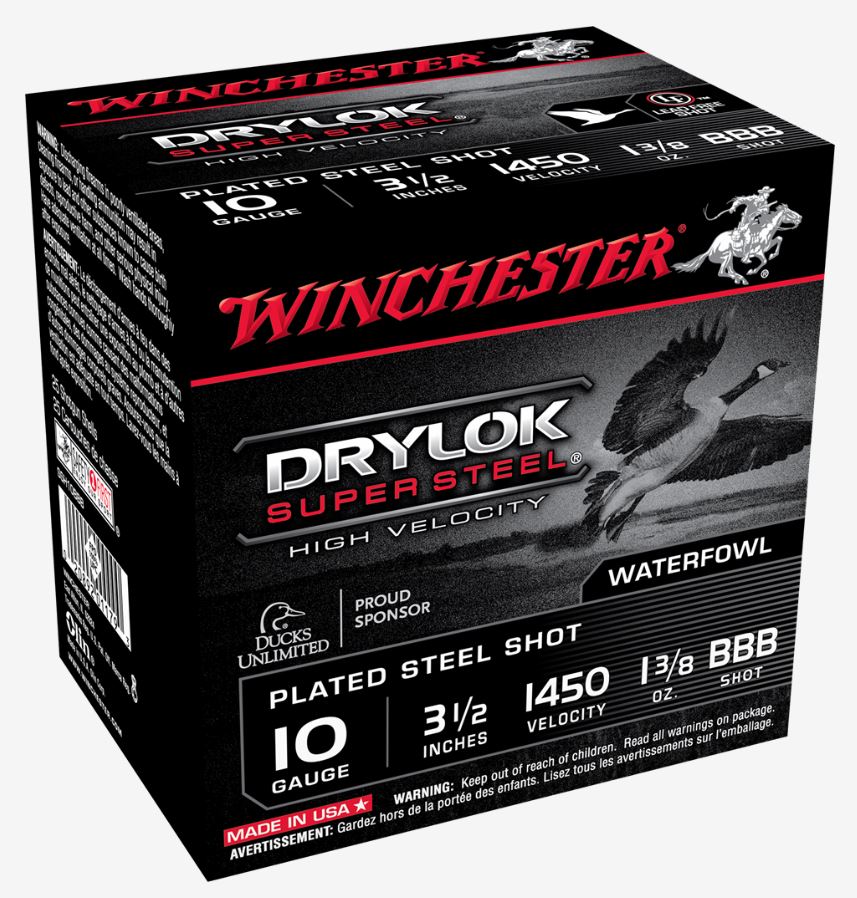 Winchester Repeating Arms Winchester Ammo SSH10BBB Drylock Super Steel High Velocity 10 Gauge 3.5 1 38 Oz Bbb Shot 25 Bx 10 Cs