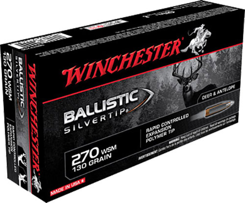 Winchester Repeating Arms Winchester Ammo SBST2705 Ballistic Silvertip 270 WSM 130 GR Polymer Tip 20 Bx 10 Cs