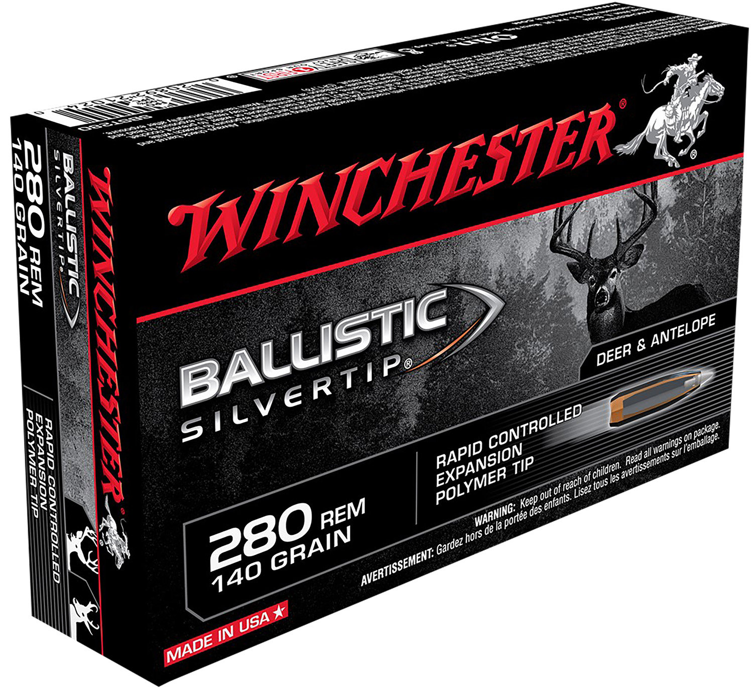 Winchester Repeating Arms Winchester Ammo SBST280 Ballistic Silvertip 280 Remington 140 GR Polymer Tip 20 Bx 10 Cs