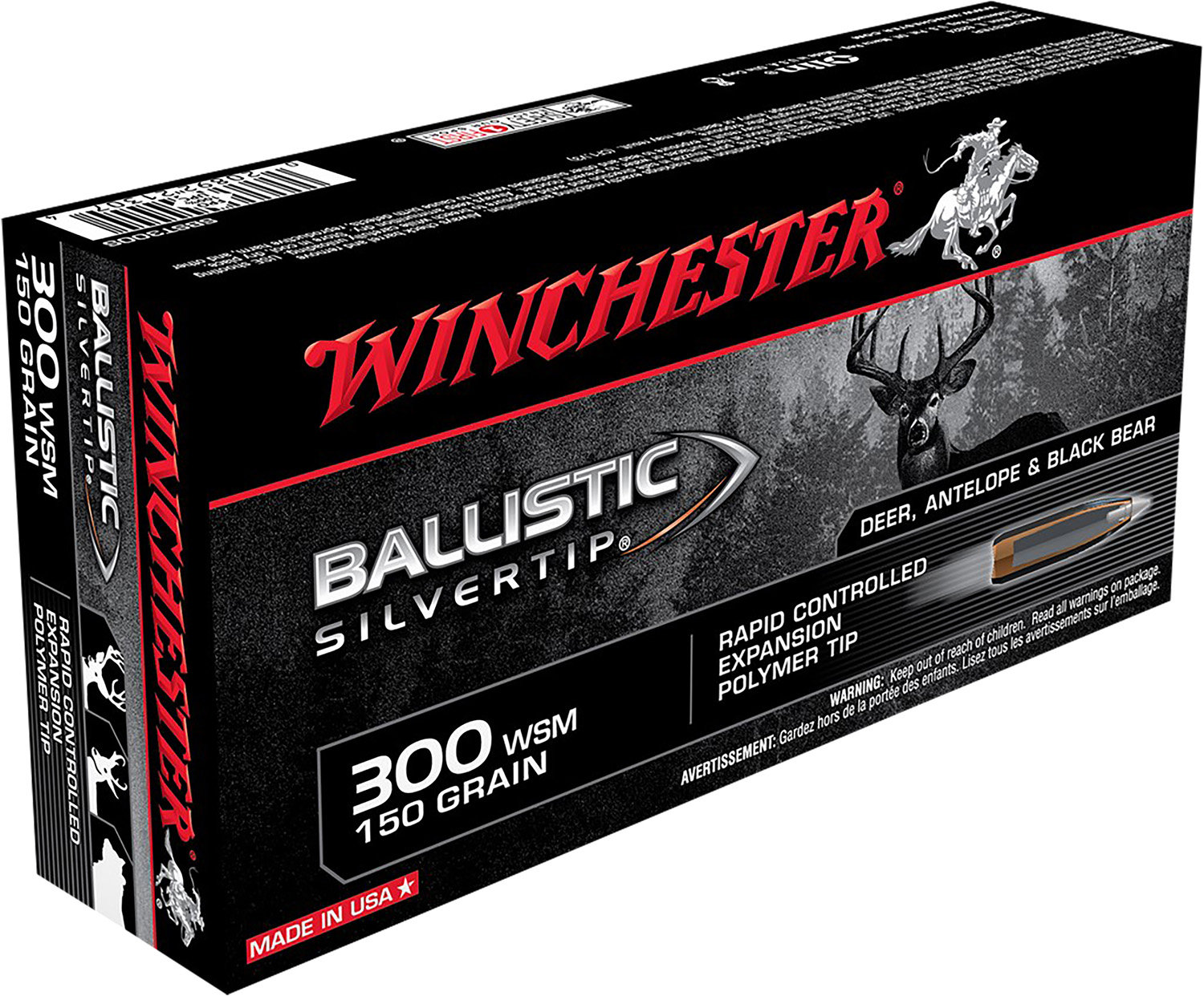 Winchester Repeating Arms Winchester Ammo SBST300S Ballistic Silvertip 300 WSM 150 GR Polymer Tip 20 Bx 10 Cs