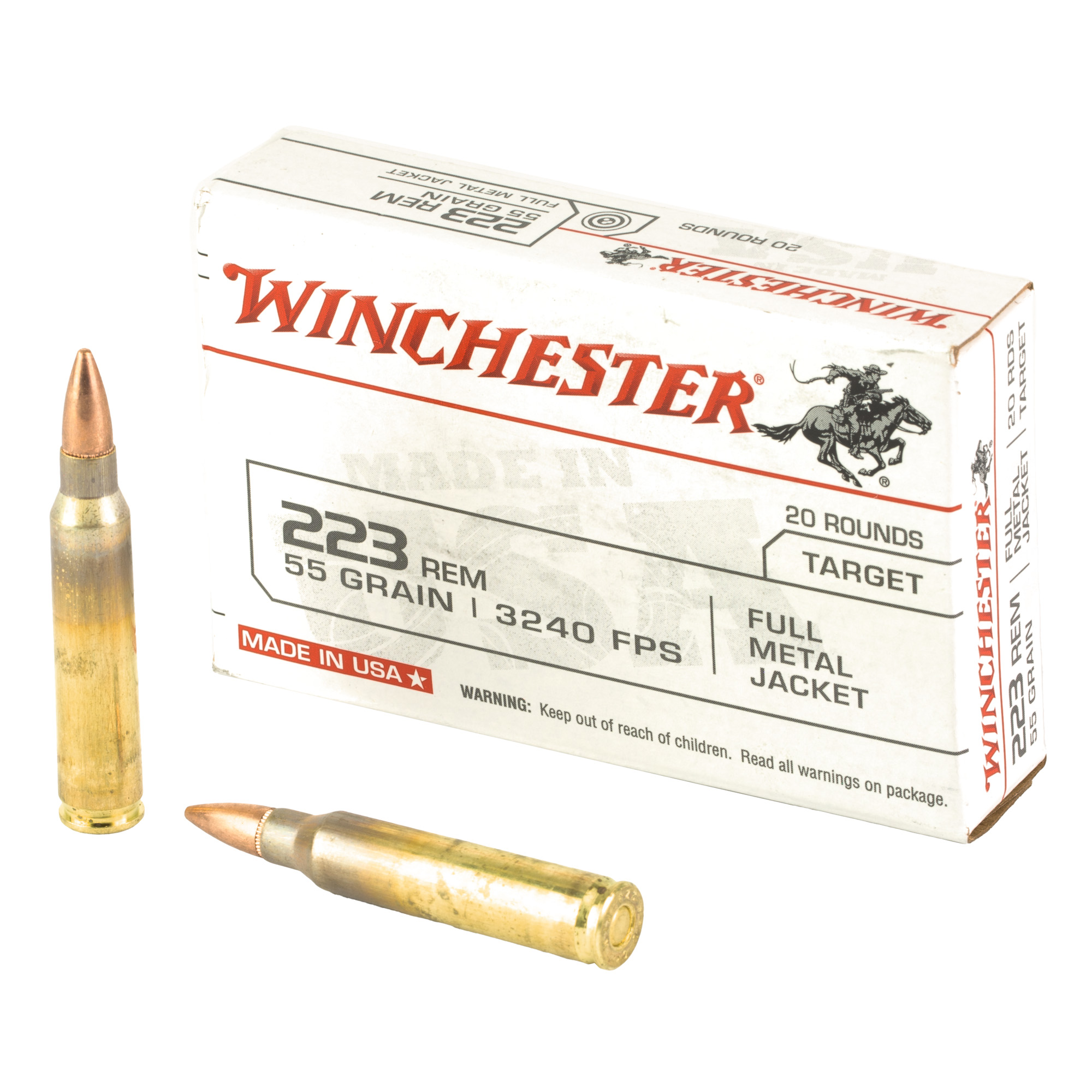 Winchester WINCHESTER USA 223 55gr Full Metal Jacket Brass Ammunition | 20 Rounds