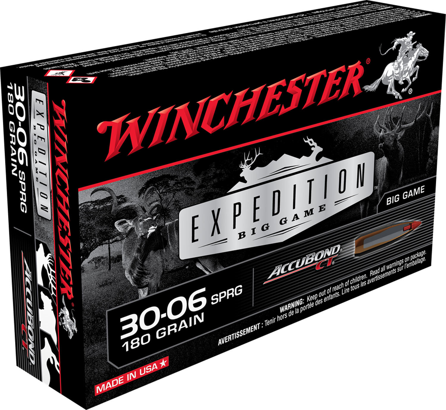 Winchester Repeating Arms Winchester Ammo S3006CT Expedition Big Game 30 06 Springfield 180 GR Accubond Ct 20 Bx 10 Cs