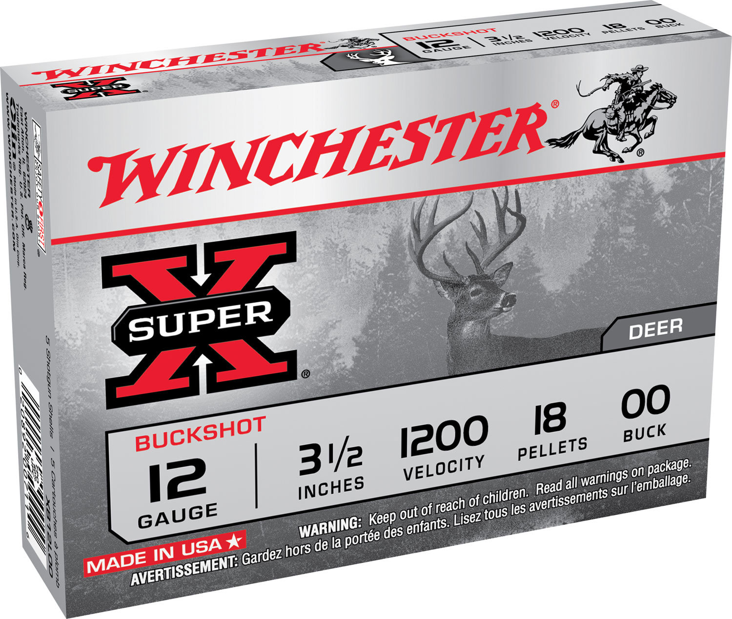 Winchester Repeating Arms Winchester Ammo Xb12300Vp Super X 12 Gauge 3 15 Pellets 00 Buck Shot 15 Bx 10 Cs