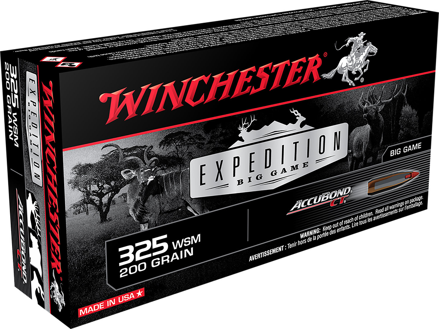 Winchester Repeating Arms Winchester Ammo S325Wsmct Expedition Big Game 325 WSM 200 GR Accubond Ct 20 Bx 10 Cs