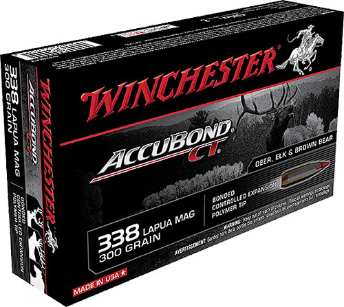 Winchester Ammo S338LCT Expedition Big Game 338 Lapua Mag 300 GR Accubond Ct 20 Bx 10 Cs