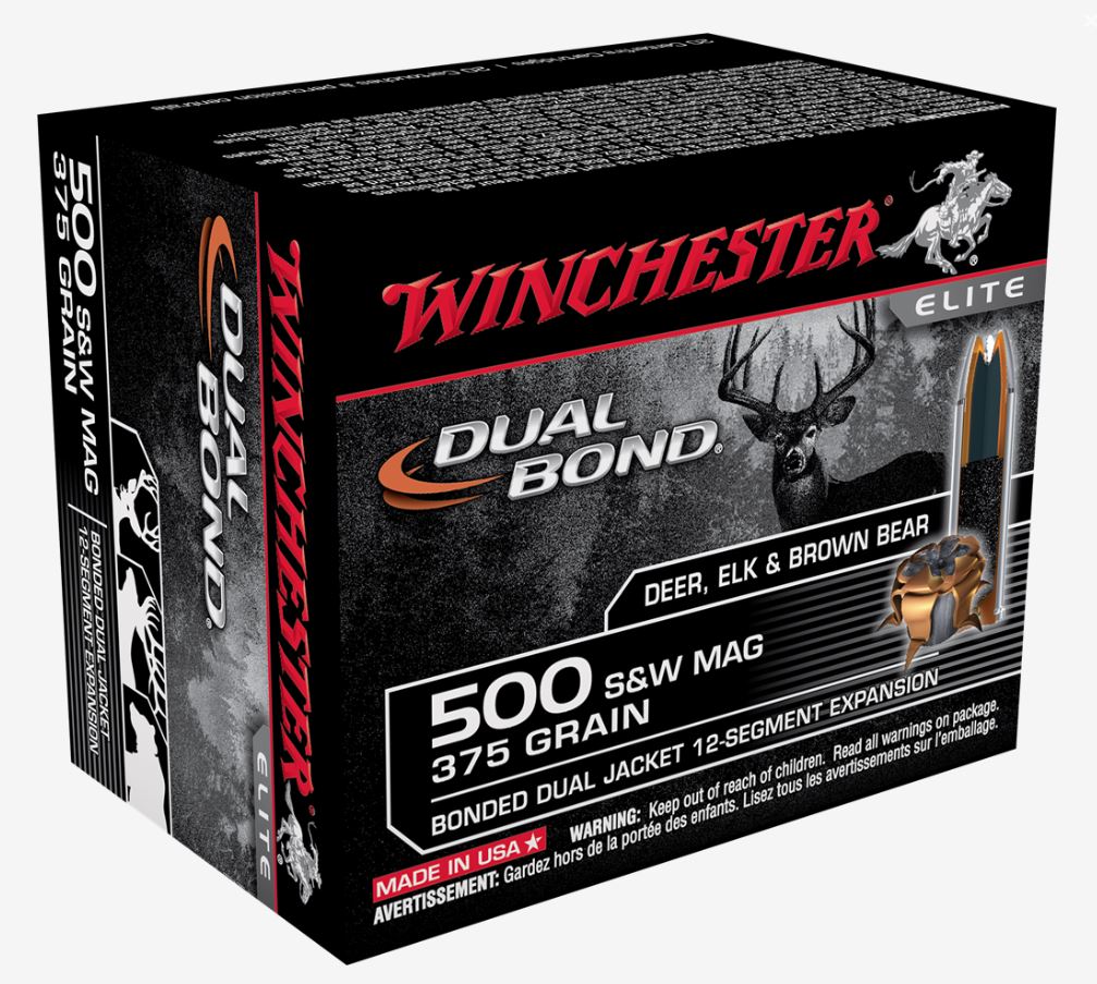 Winchester Repeating Arms Winchester Ammo S500SWDB Dual Bond 500 Sw Mag 375 GR Dual Jacket Hollow Point 20 Bx 10 Cs