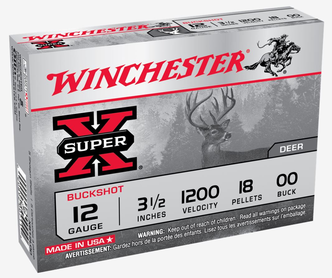 Winchester Repeating Arms Winchester Ammo XB12L00 Super X 12 Gauge 3.5 18 Pellets 00 Buck Shot 5 Bx 50 Cs