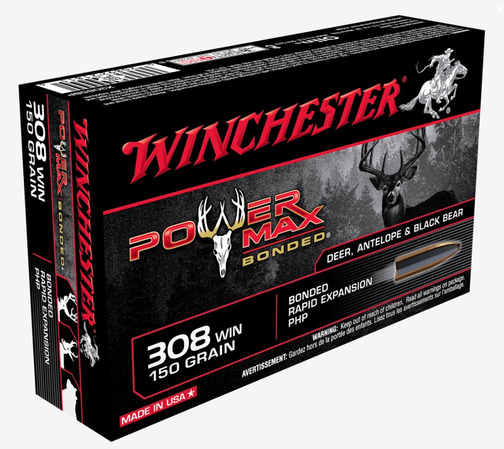 Winchester Repeating Arms Winchester Ammo X3085BP Power Max Bonded 308 Winchester 150 GR Protected Hollow Point 20 Bx 10 Cs