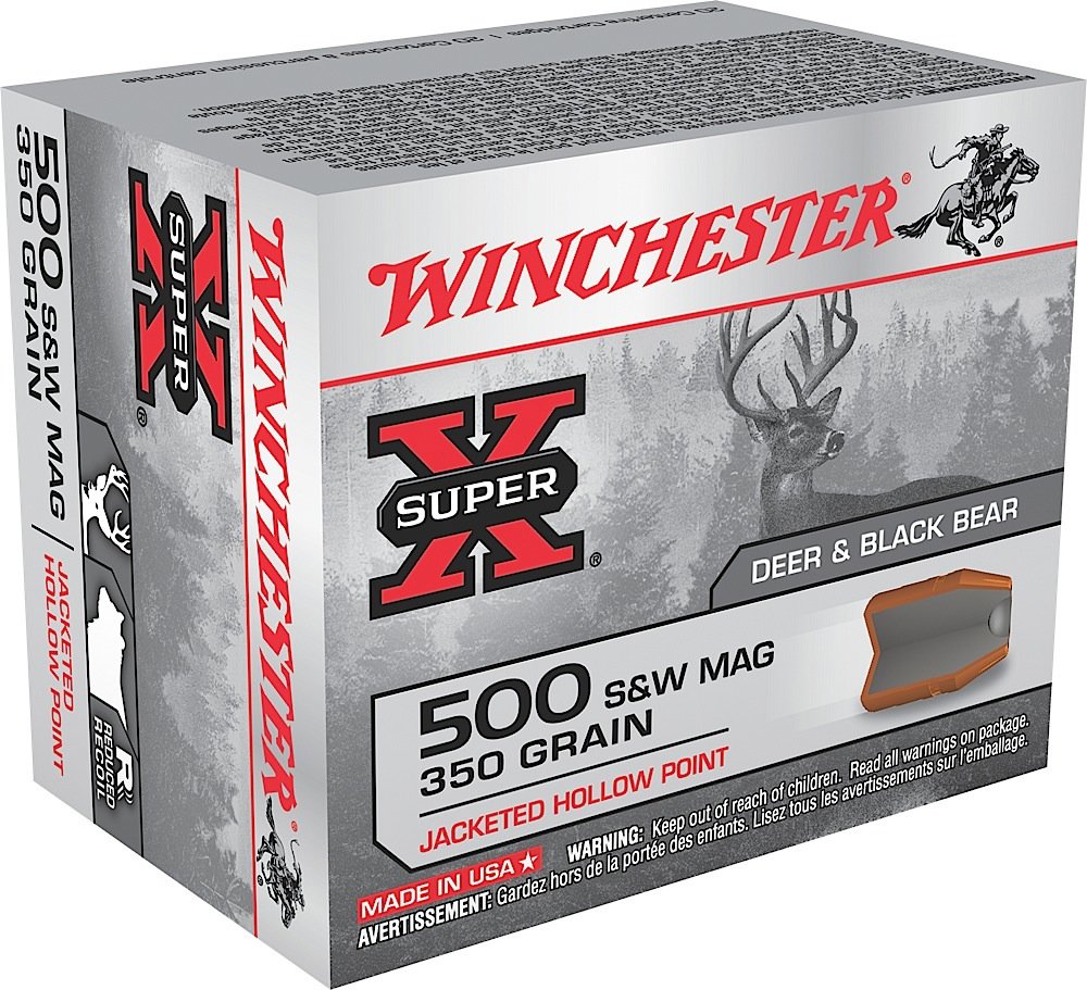 Winchester Repeating Arms Winchester Ammo X500SW Super X 500 Sw Mag 350 GR Jacketed Hollow Point JHP 20 Bx 10 Cs