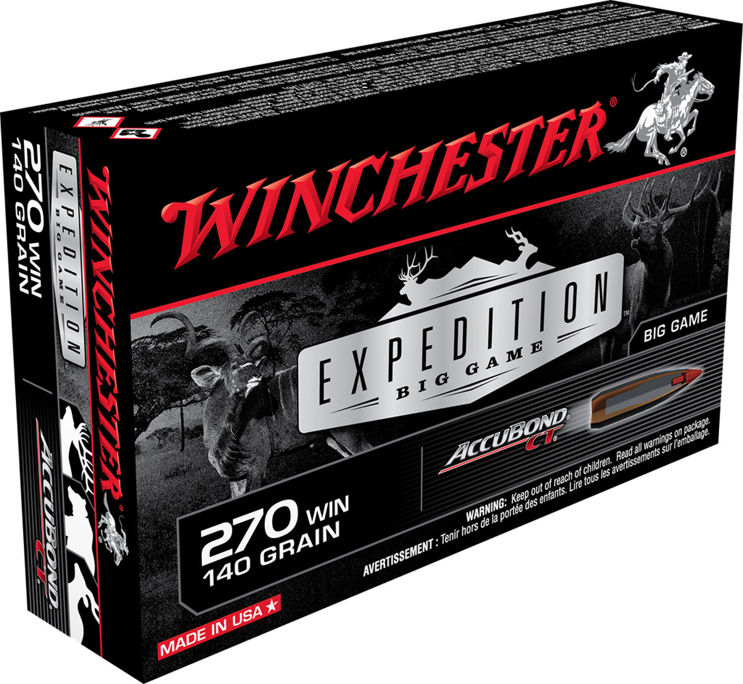 Winchester Repeating Arms Winchester Ammo S270CT Expedition Big Game 270 Winchester 140 GR Accubond Ct 20 Bx 10 Cs