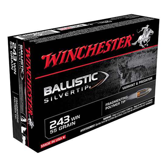 Winchester Ammunition Ballistic Silvertip 55 gr Polymer Tip .243 Win Ammo, 20/box – SBST243