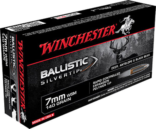 Winchester Repeating Arms Winchester Ammo SBST7MMS Ballistic Silvertip 7mm WSM 140 GR Polymer Tip 20 Bx 10 Cs