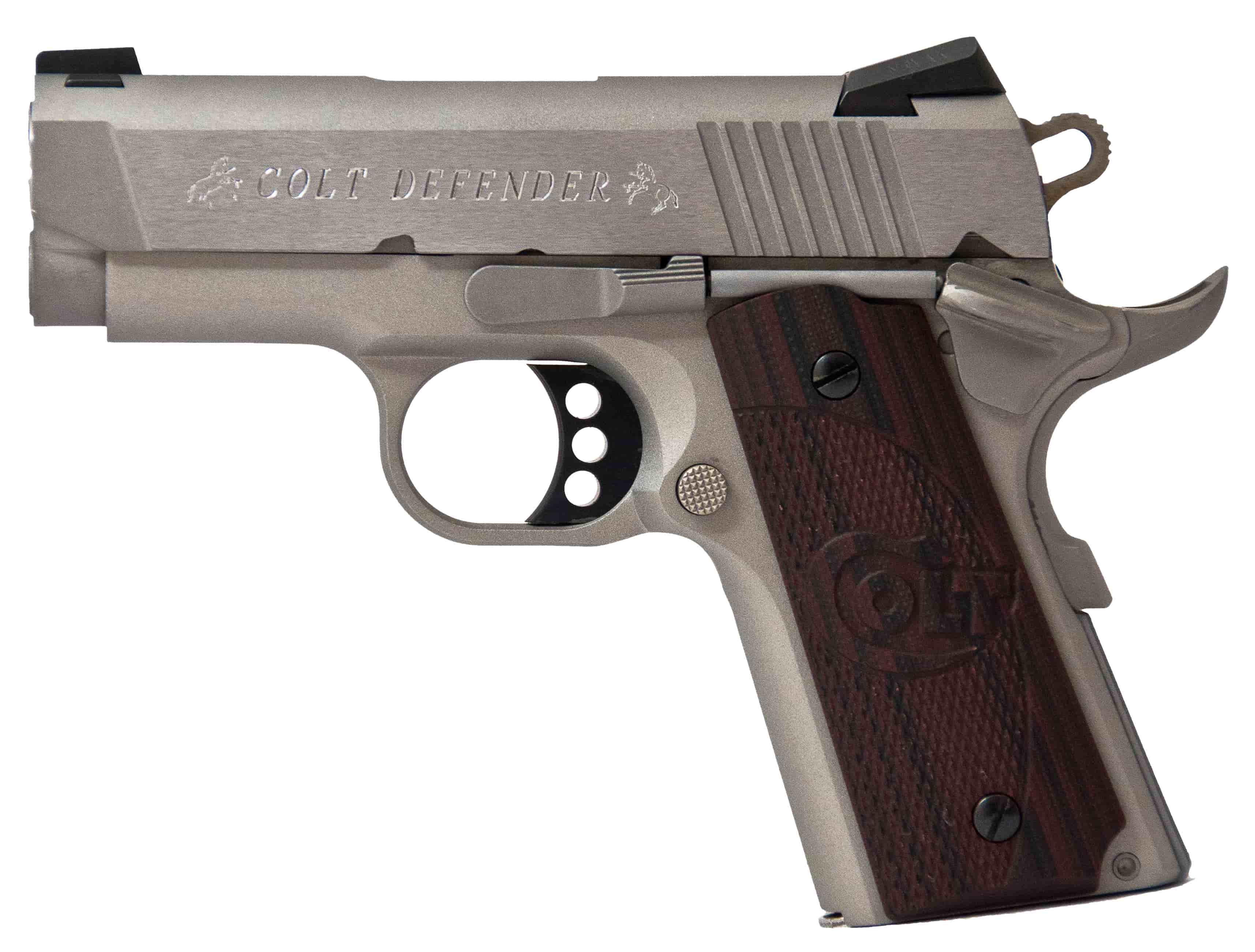 COLT 1911 Defender 45 ACP 3" 7rd Pistol - Stainless / G10 Black Cherry Grips