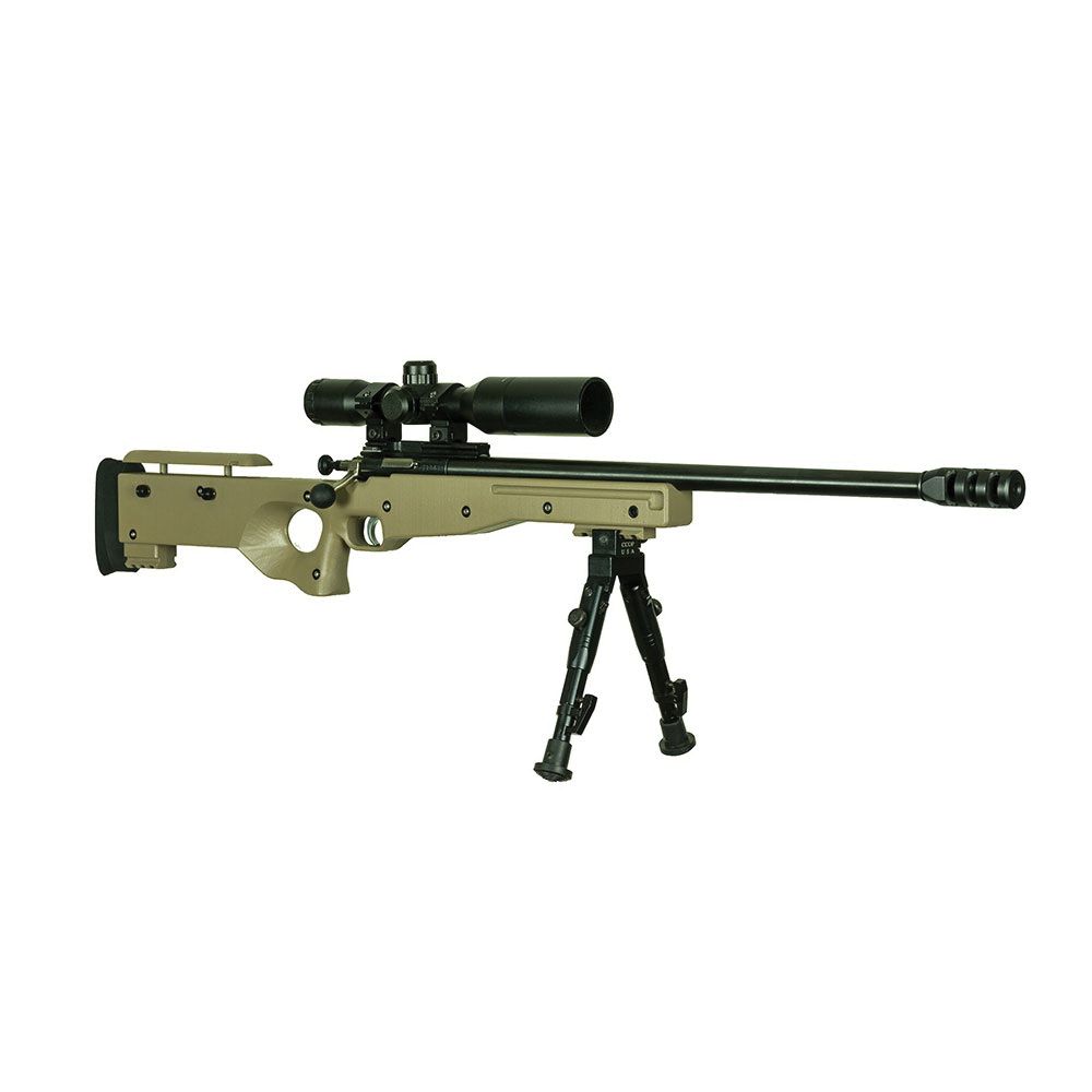 KEYSTONE Crickett Precision 22LR 16.13" Bolt Rifle w/ Scope, Bipod, Muzzle Break - FDE / Break