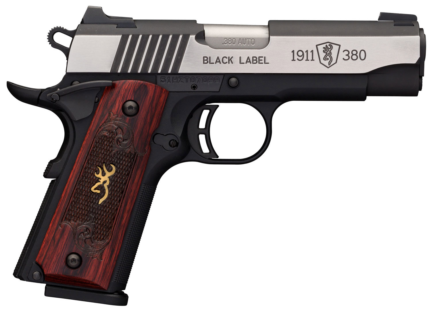Browning 1911 Black Label Medallion Pro 380 ACP Pistol 4.25″ Stainless, Black and Wood 051912492