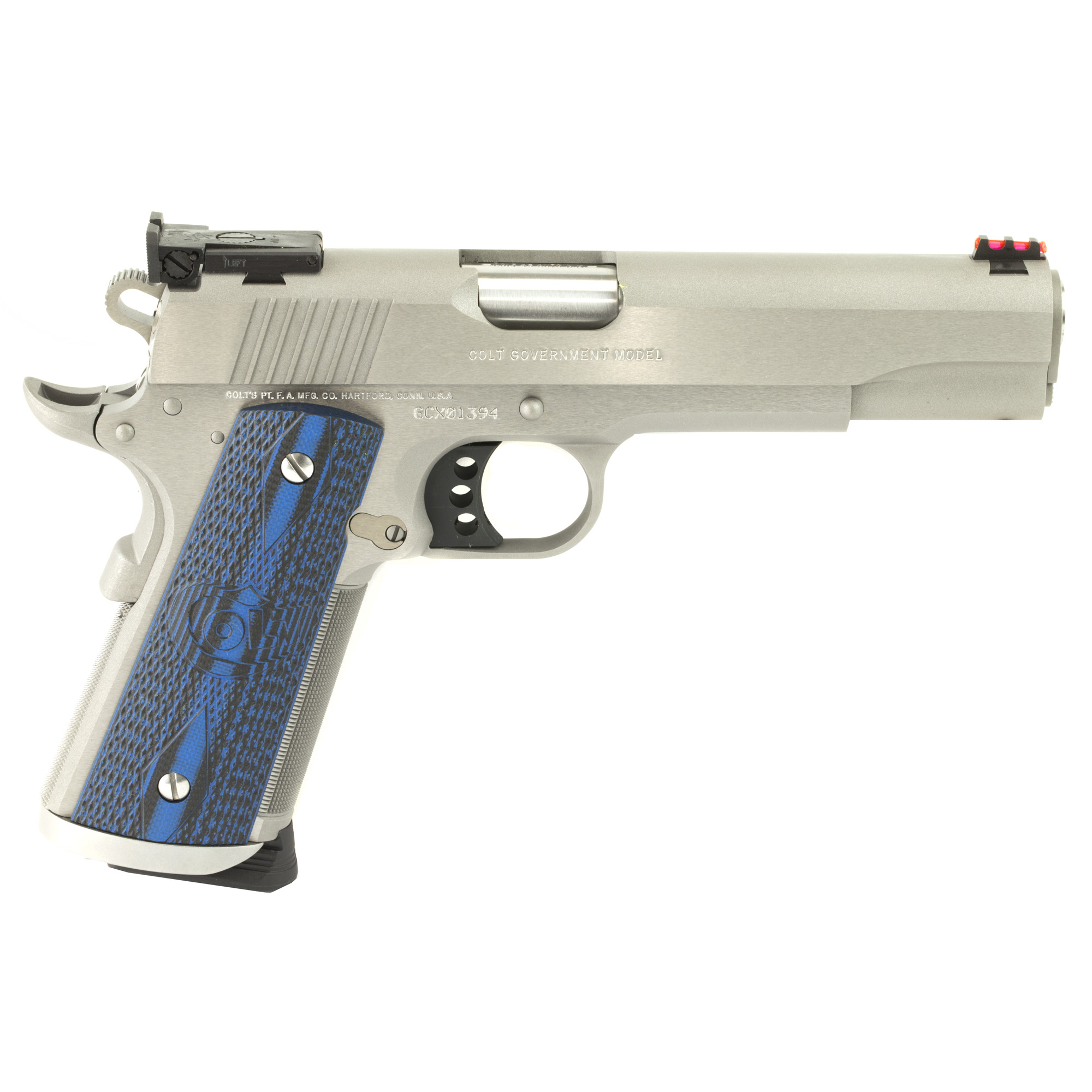 COLT Gold Cup Trophy 45ACP 5" 8rd Pistol - Stainless w/ G10 Blue Grips