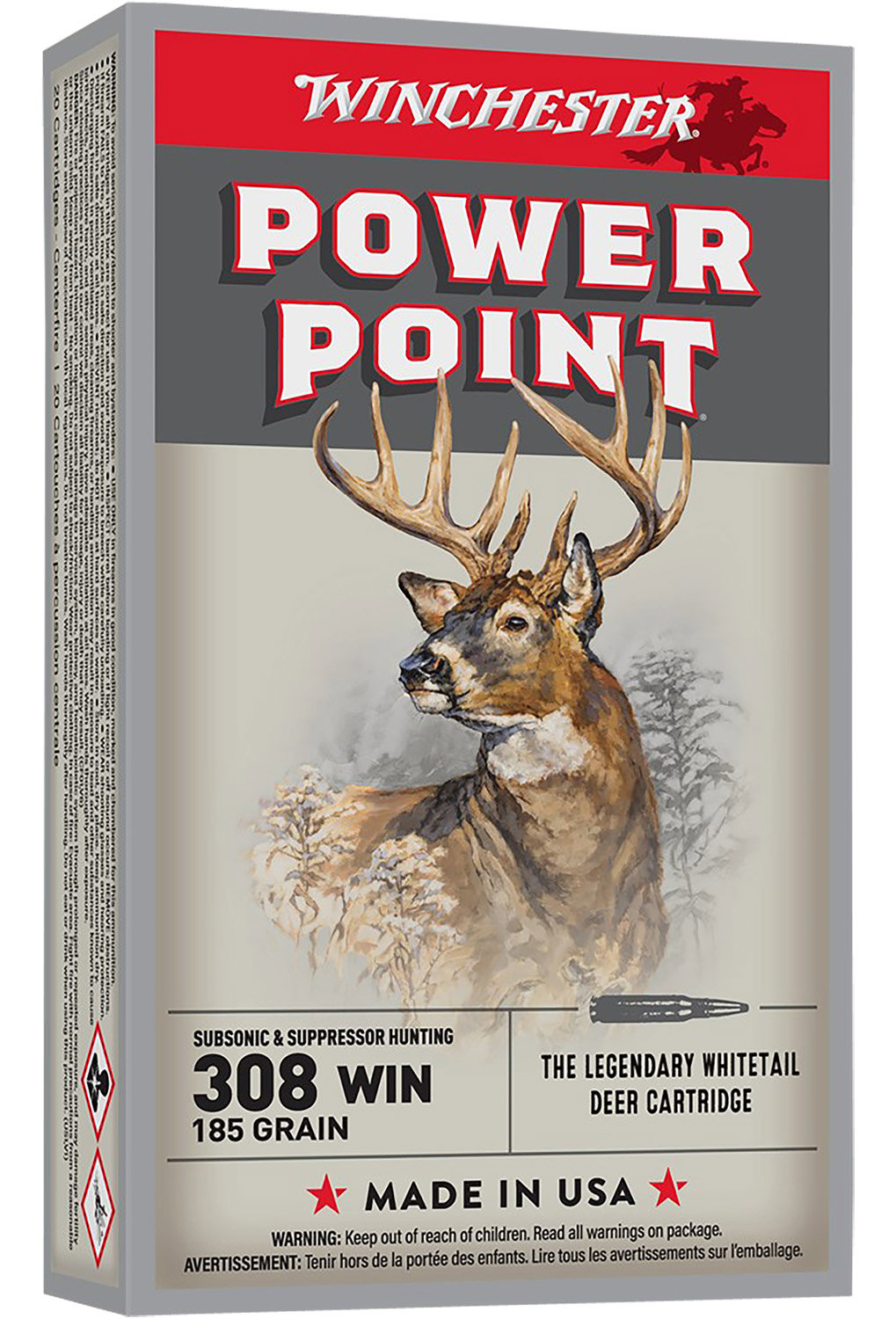 Winchester Repeating Arms Winchester Ammo X308SUBX Super X 308 Winchester 185 GR Power Point Subsonic 20 Bx 10 Cs