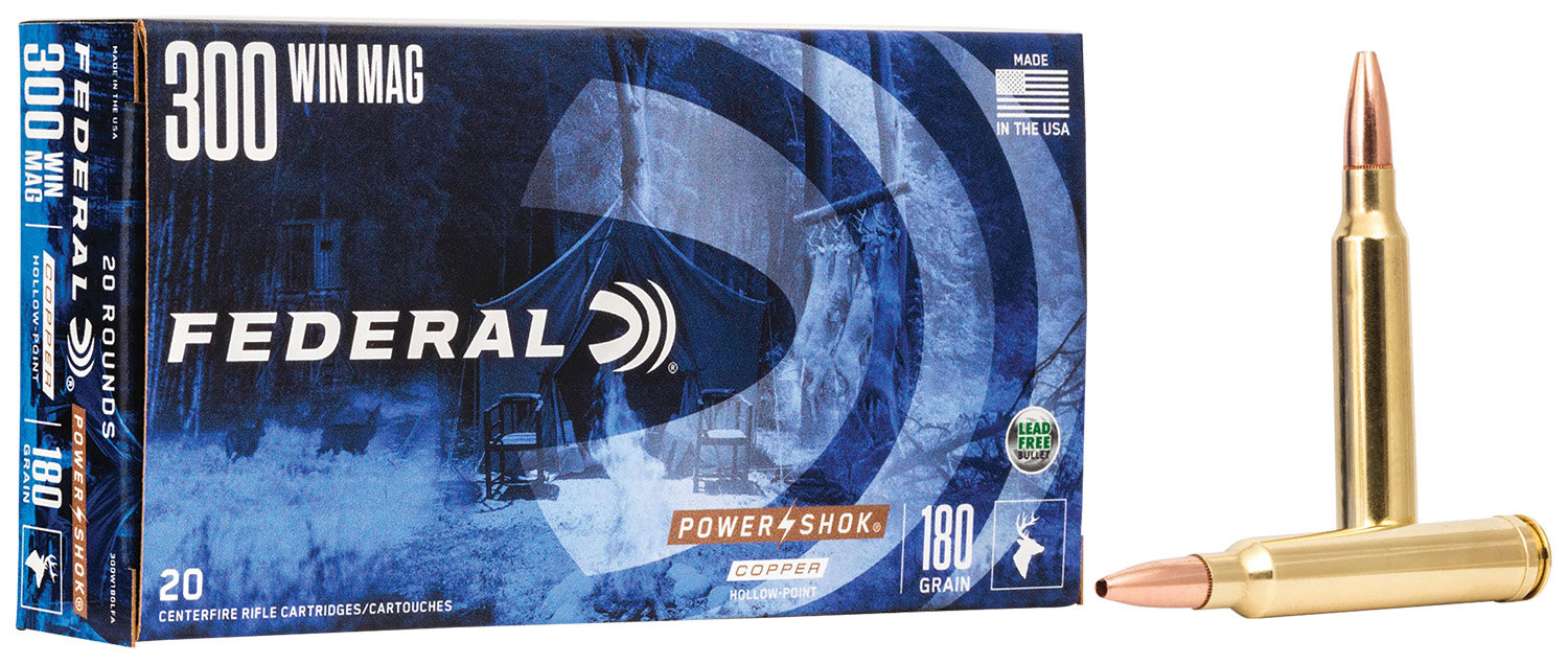 Federal Federal A300W180Lfa Power Shok 300 Win Mag 180 GR Copper Hollow Point 20 Bx 10 Cs