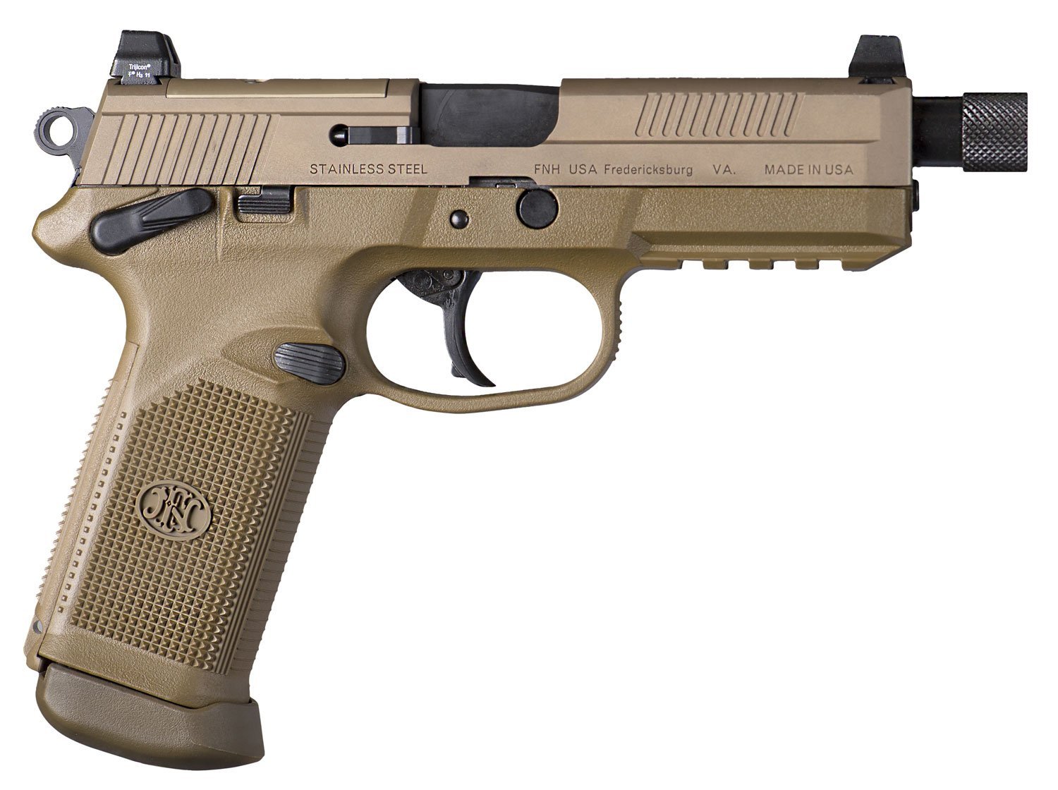 FN AMERICA FNX-45 Tactical 45 ACP 5.3″ 10rd Optic Ready Pistol w/ Threaded Barrel – FDE