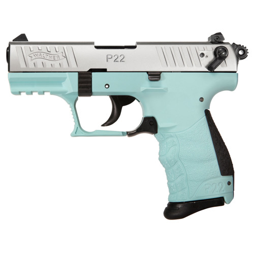 WALTHER ARMS P22 22 LR 342 10rd Pistol  CA COMPLIANT  Nickel  Blue