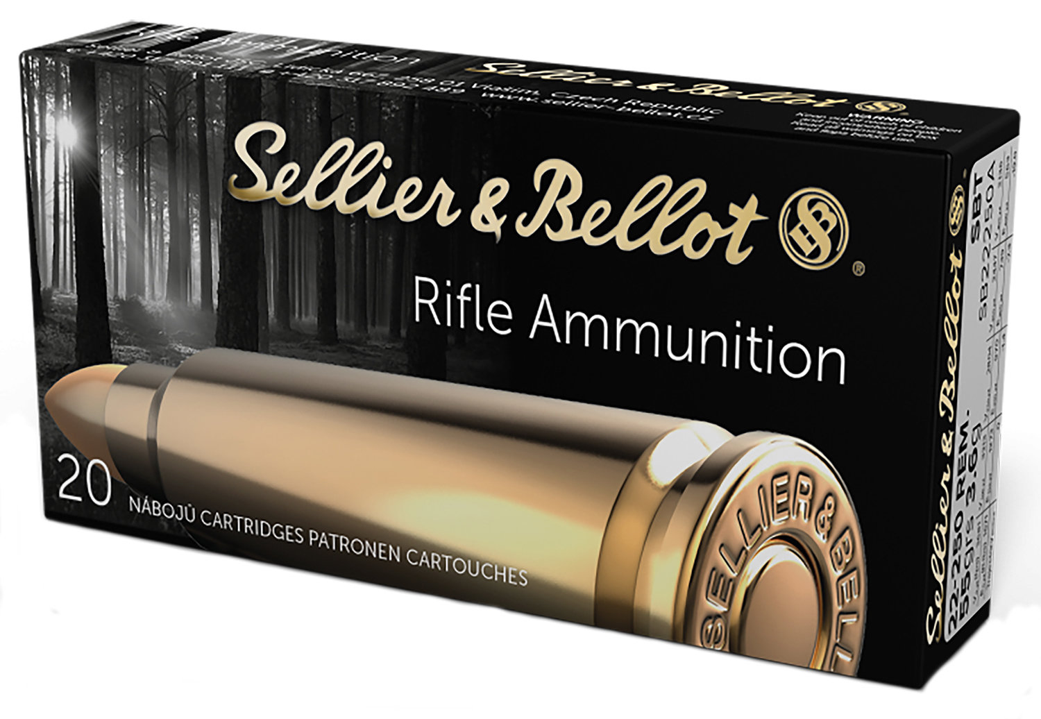 Sellier & Bellot SELLIER BELLOT 22-250 Rem 55Gr 3680 FPS SBT 20rd