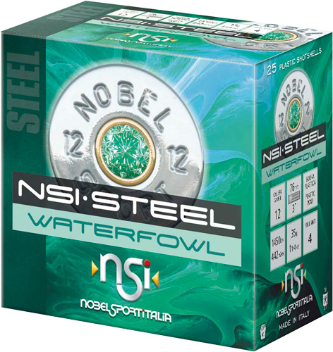 Nobel Sport Italia NOBEL AMMO 12Ga 3" Steel Waterfowl 4Shot 1-1/4oz 25rd