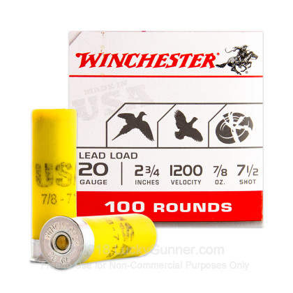 Winchester WINCHESTER AMMO 20Ga USA Super Target 2-3/4" 7.5 100 Rd ShotShell