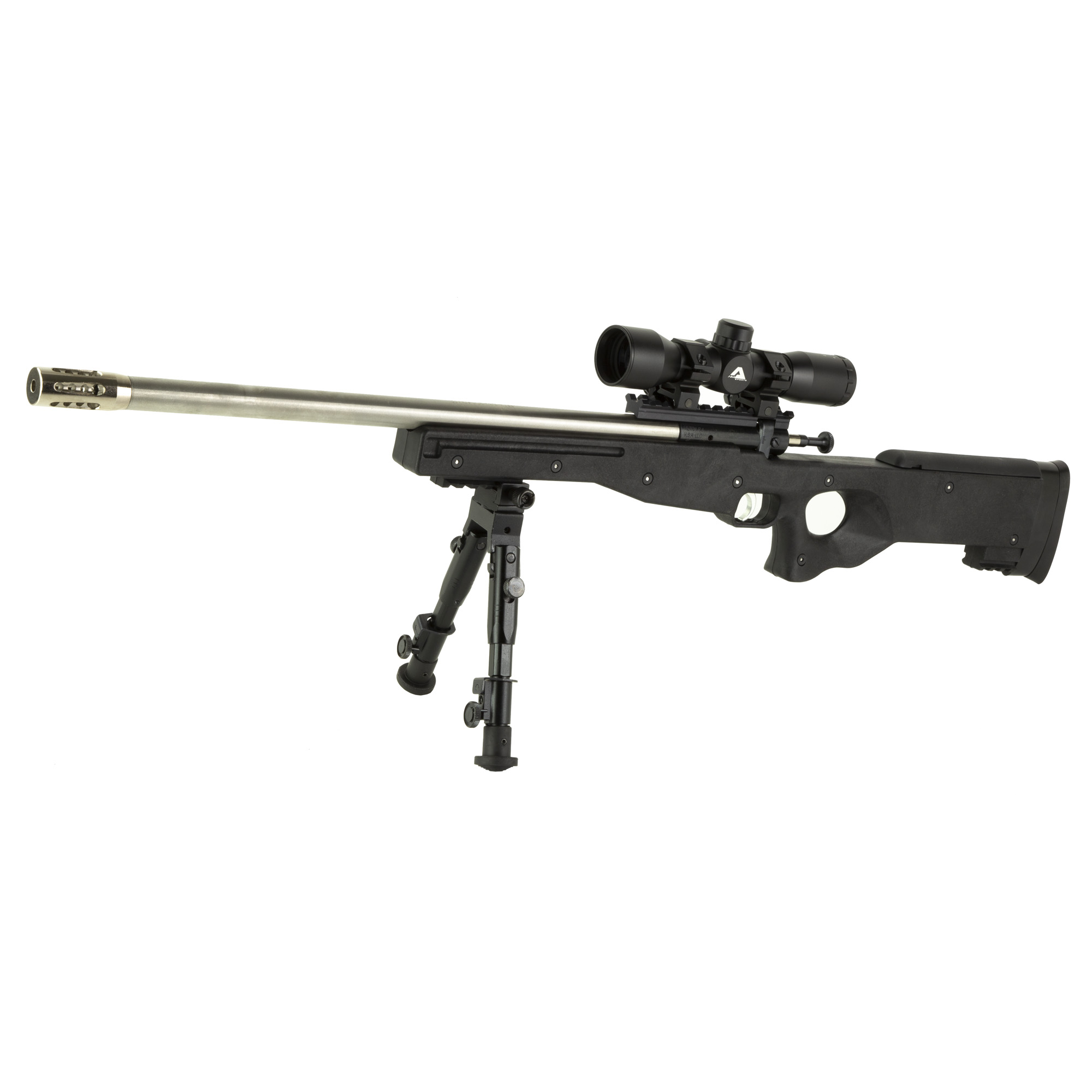 KEYSTONE Crickett Precision 22LR 16.1" Single Shot Rifle w/ Scope, Rail, Muzzle Break, Bipod - Black