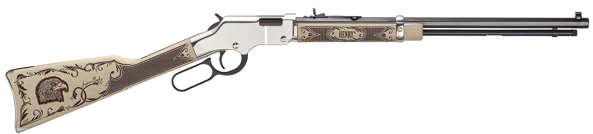 HENRY Golden Boy Silver 22LR 20" 21rd Lever Action Rifle w/ Octagon Barrel - American Eagle Engraved