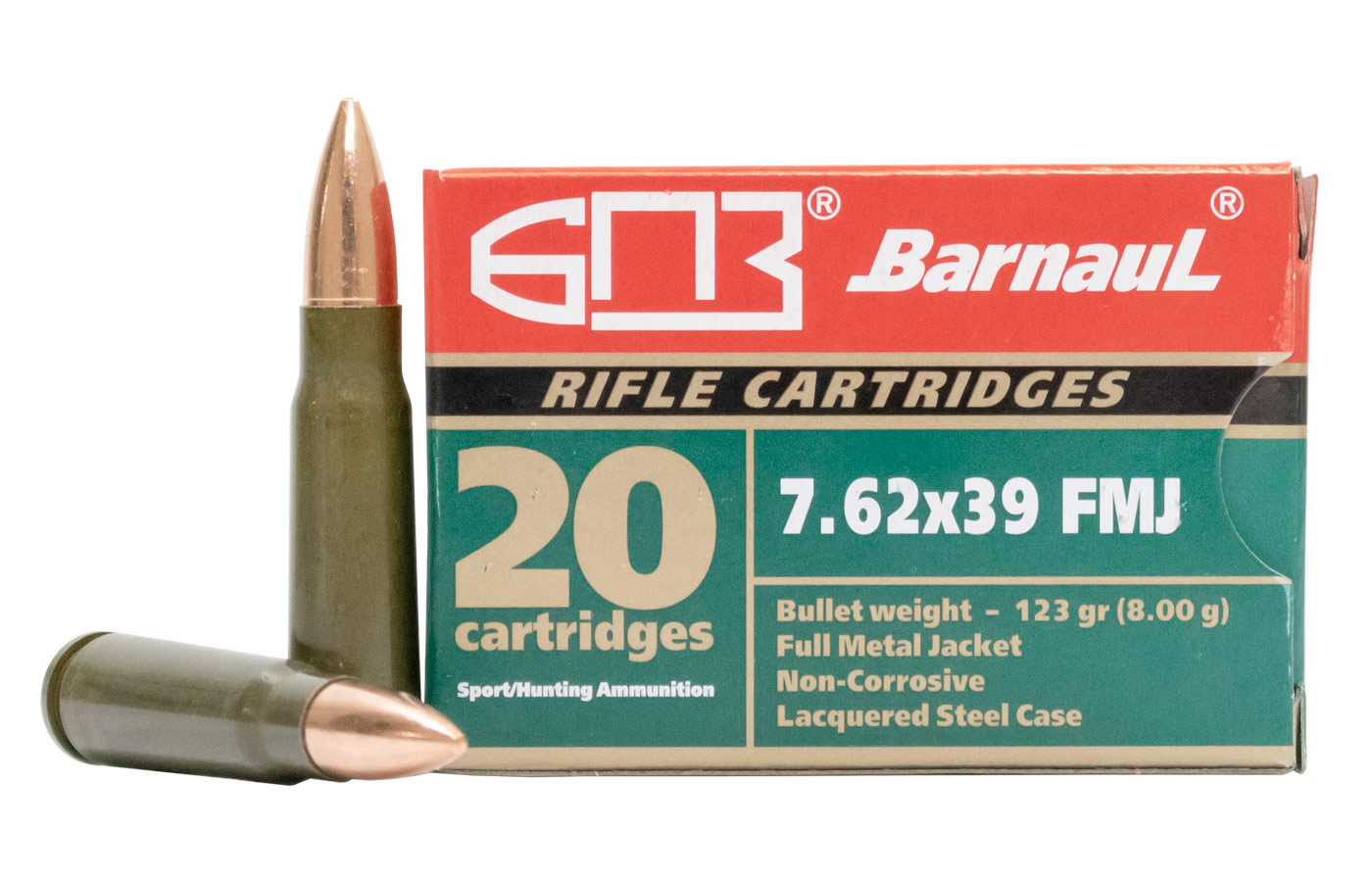 Barnaul BARNAUL AMMO 7.62x39 Full Metal Jacket 123Gr Steel Case 20rd