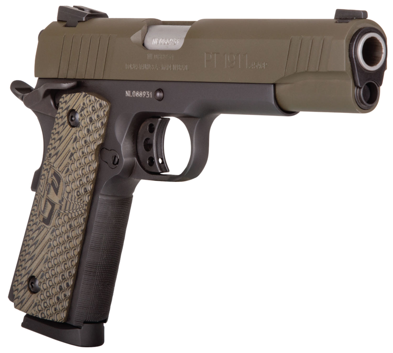 TAURUS 1911 45ACP 5" Brown VZ Grip Green 8rd Pistol - Green