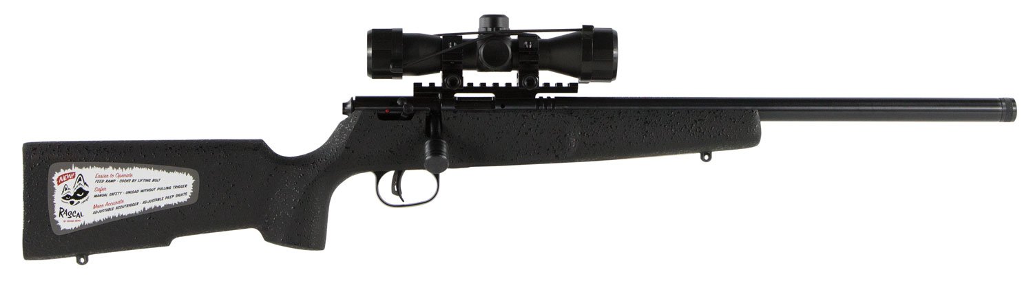 SAVAGE Rascal Target XP 22LR 16.1" 1rd Bolt Rifle w/ 4x32mm Scope & Bipod | Black