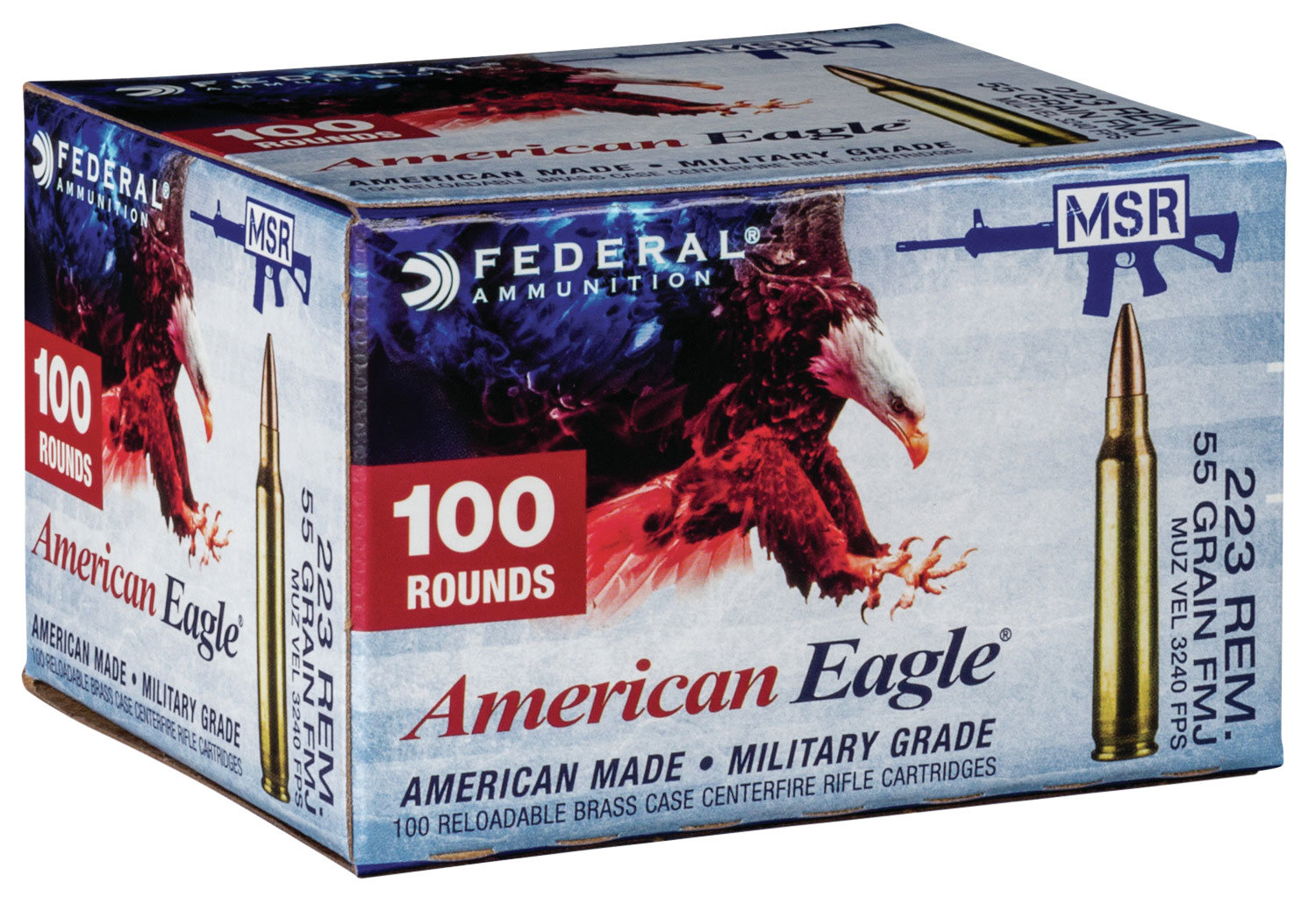 Federal Federal AE223BLF American Eagle 223 Rem 55 GR Full Metal Jacket FMJ 100 Bx 5 Cs