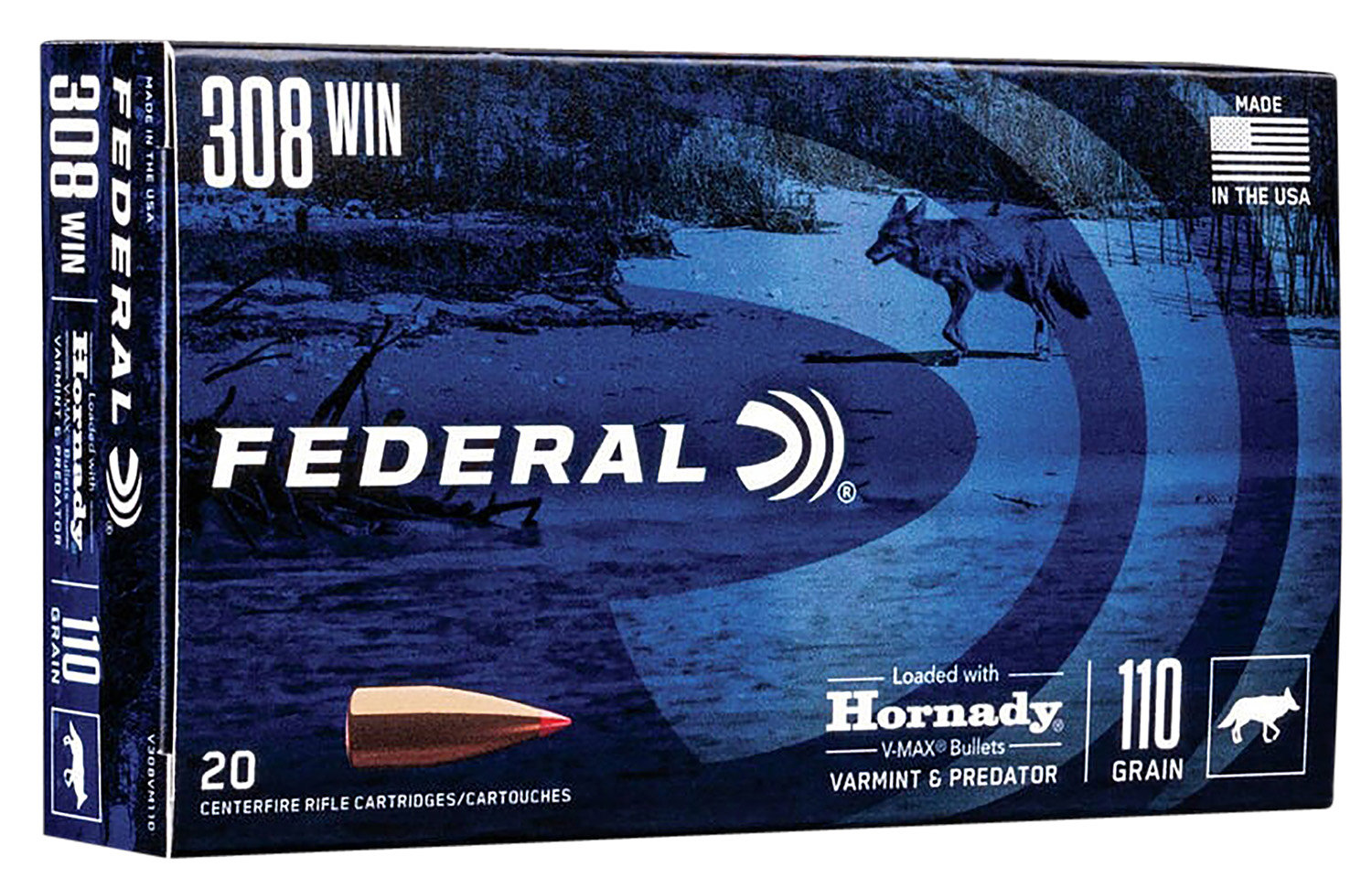 Federal FEDERAL AMMO 308 Win 110Gr Hornady V-Max 20rd