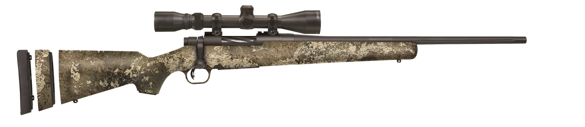 MOSSBERG Patriot 243 Win 20" 5rd Bolt Rifle w/ Fluted Barrel & 3-9x40 Scope - Black / Strata Camo