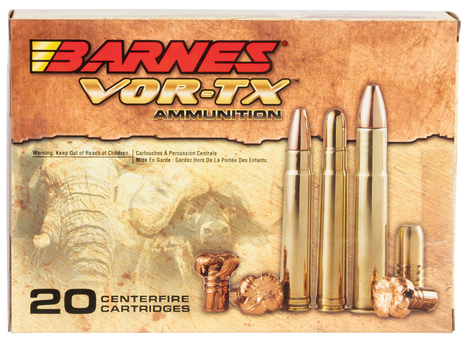 Barnes Bullets BARNES AMMO VOR-TX 458 Lott 500gr Big Game TSX Flat Base Ammunition | 20 Rounds