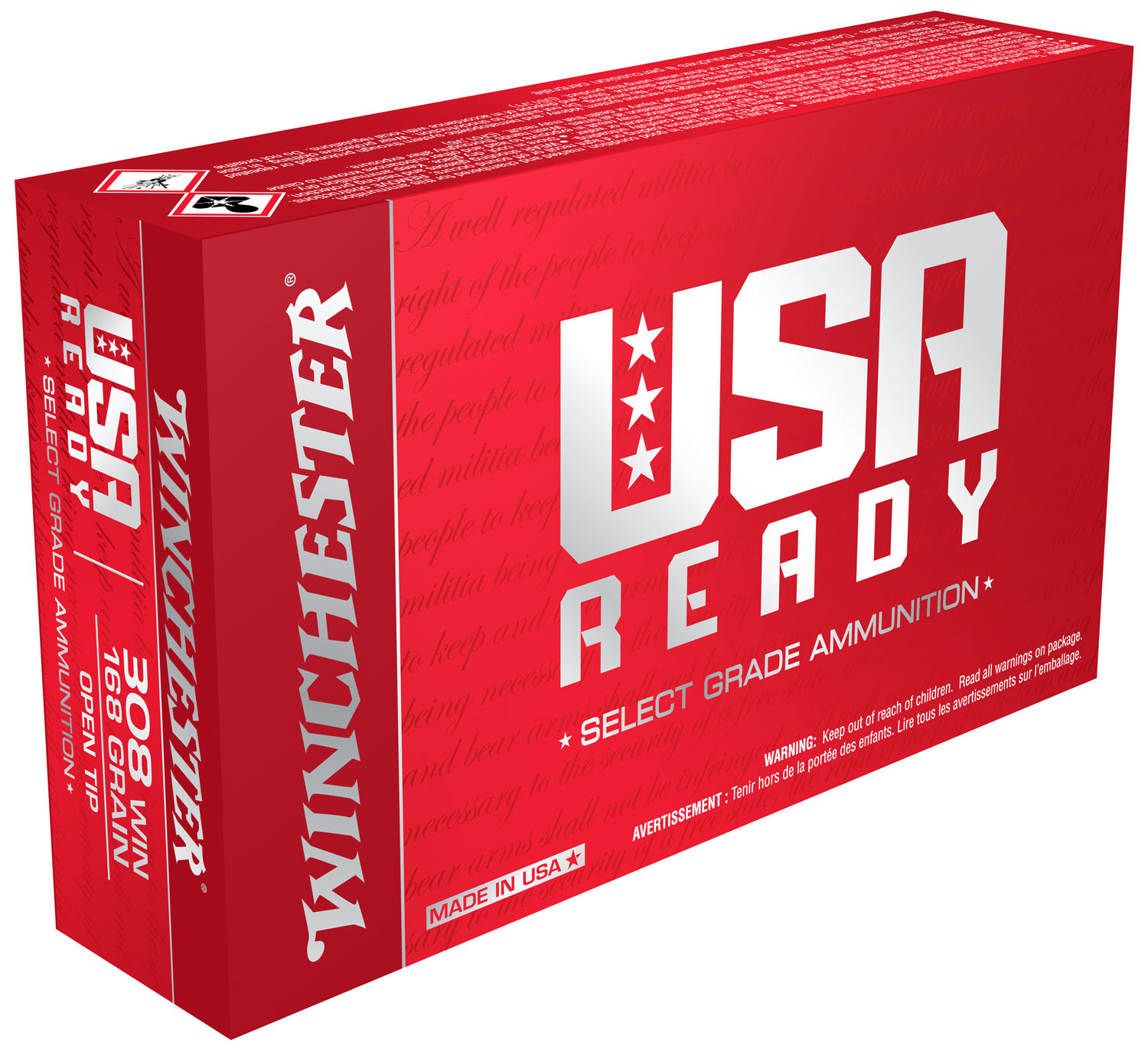 Winchester Repeating Arms Winchester Ammo RED308 USA Ready 308 Winchester 168 GR Open Tip 20 Bx 10 Cs