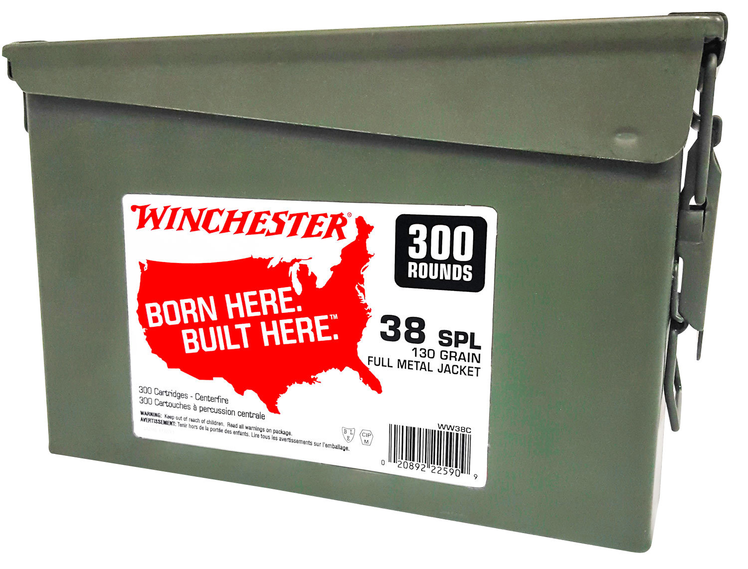 Winchester Repeating Arms Winchester Ammo WW38C USA 38 Special 130 GR Full Metal Jacket FMJ 300 Bx 2 Cs