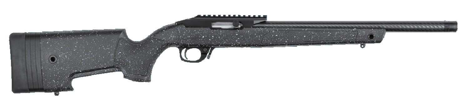 Bergara BXR Carbon Semi Automatic Rifle 22 Long Rifle 16.5″ Carbon Fiber Threaded Barrel Black Frame Black/Gray Precision Stock