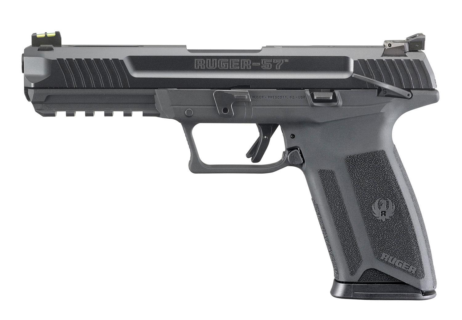 RUGER-57 5.7x28mm 4.9" 20rd w/ Manual Safety - Black