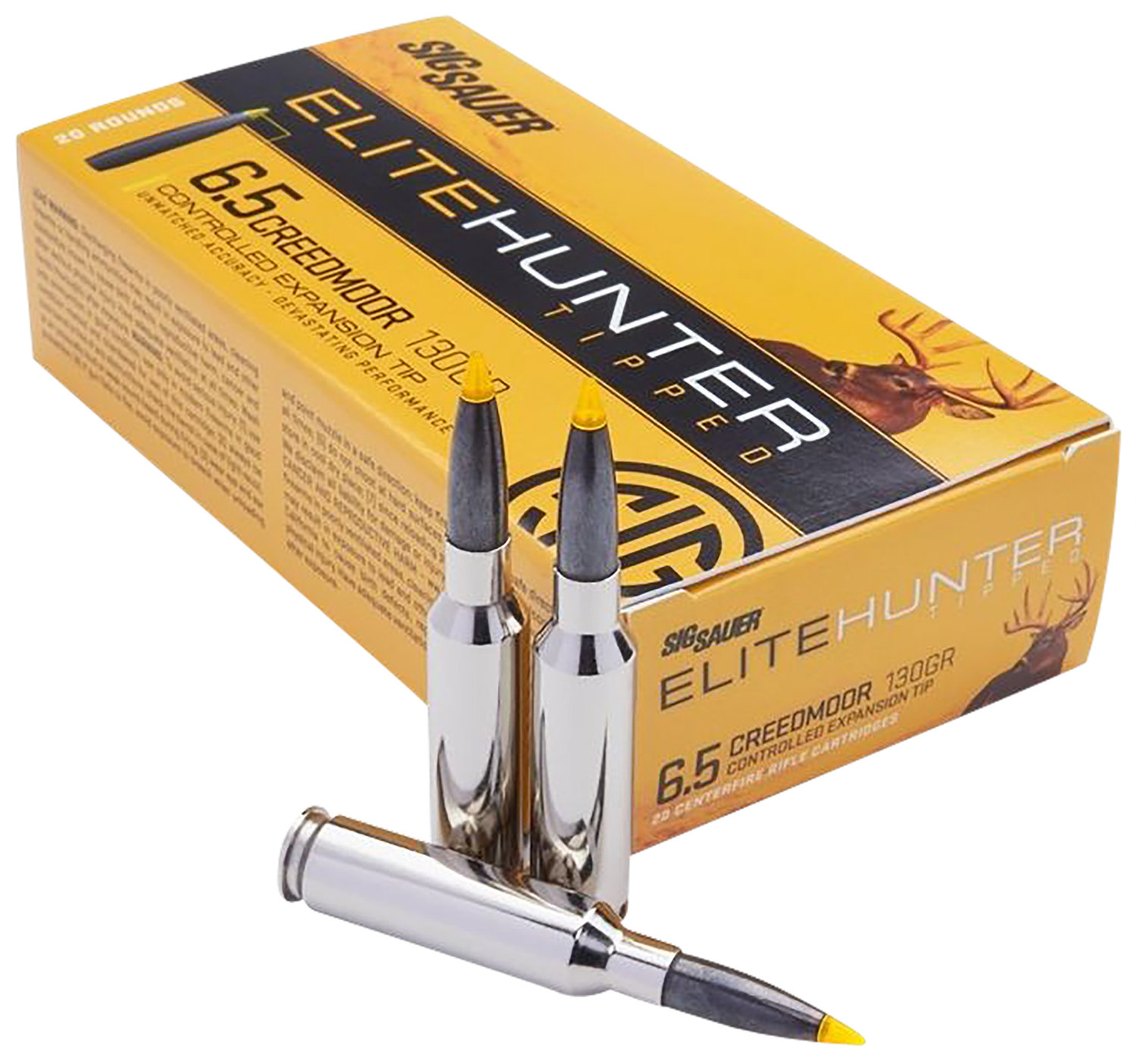 Sig Sauer SIG SAUER Elite Hunter Tipped 6.5 Creedmoor 130 gr Controlled Expansion Ammunition | 20 Rounds