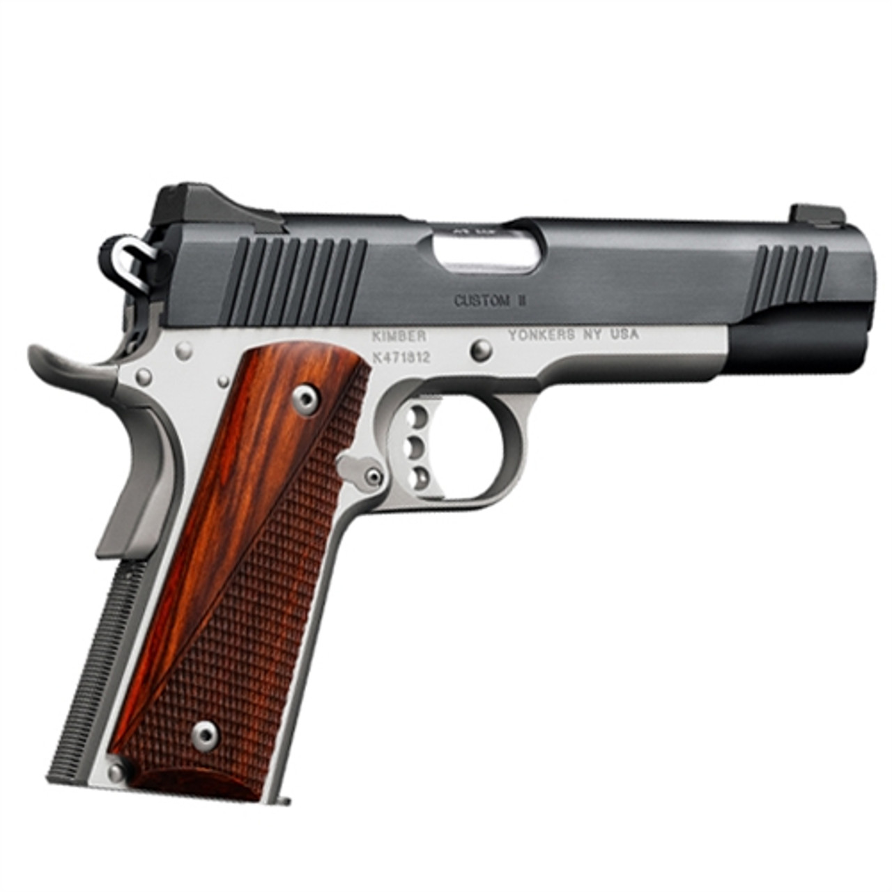KIMBER CUSTOM II 1911 45ACP 5" 7rd Pistol w/ Laser Grips - Two-Tone / Rosewood