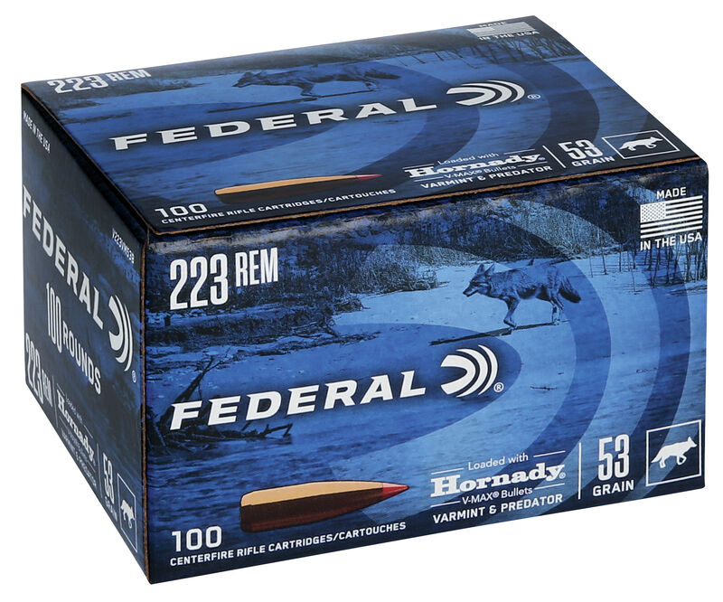 Federal FEDERAL AMMO Varmint 223 Rem 53gr Hornady V-Max Ammunition | 100 Rounds