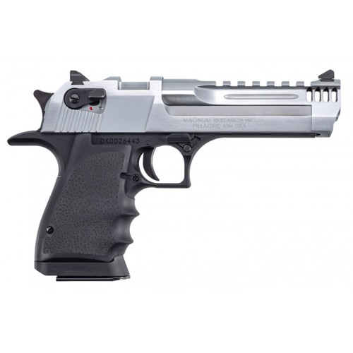 MAGNUM RESEARCH Mark XIX L5 Desert Eagle 50 AE 5 7rd Pistol  Chrome  Hogue Black Rubber Grips